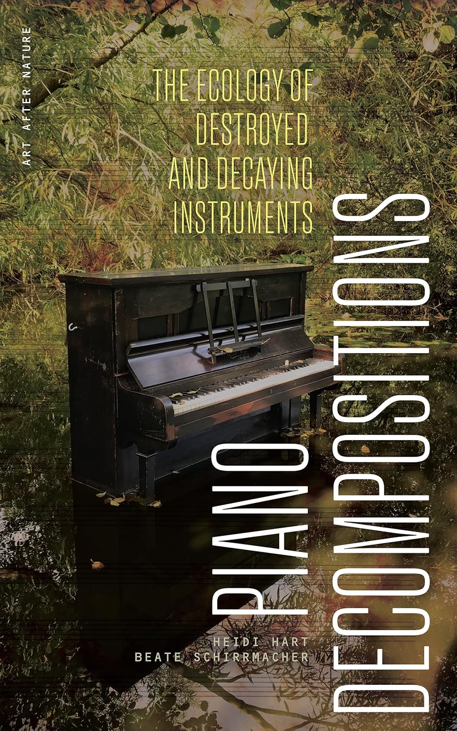 decaying upright piano in a bog